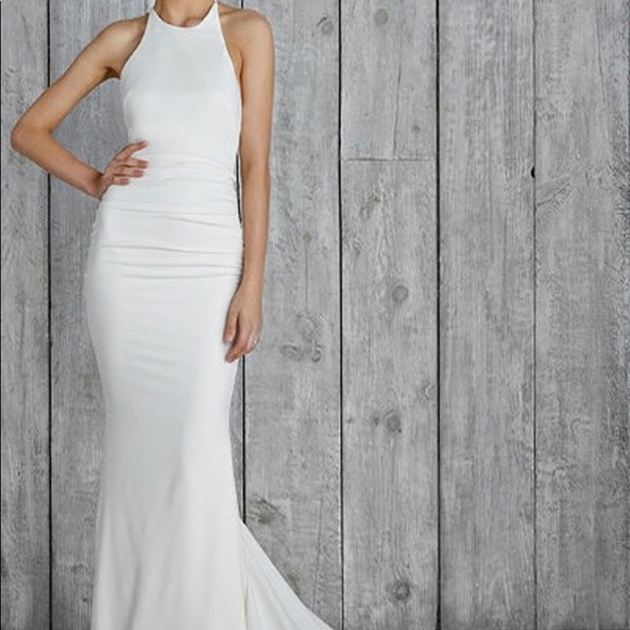 Ivory Halter Top Wedding Gown (never worn) - Picture 3 of 6